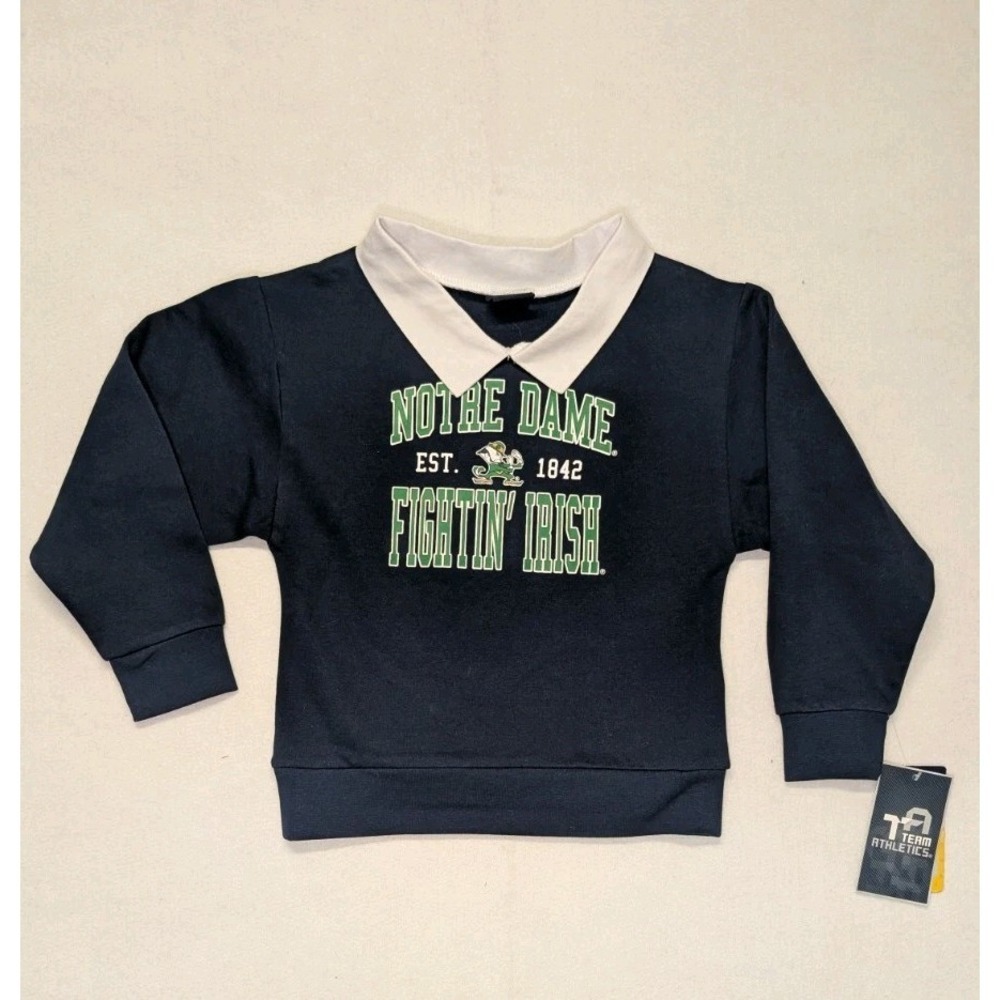 Youth Small Notre Dame Fightin Irish Long Sleeve Collard Shirt New